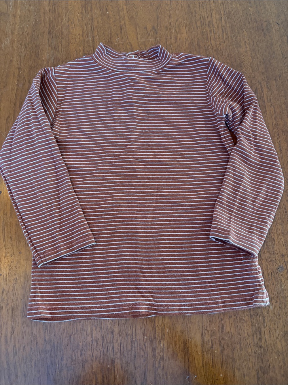 🍊5/$25 Zara Rust and White Striped Long Sleeve Mock Neck Tee size 4/5Y